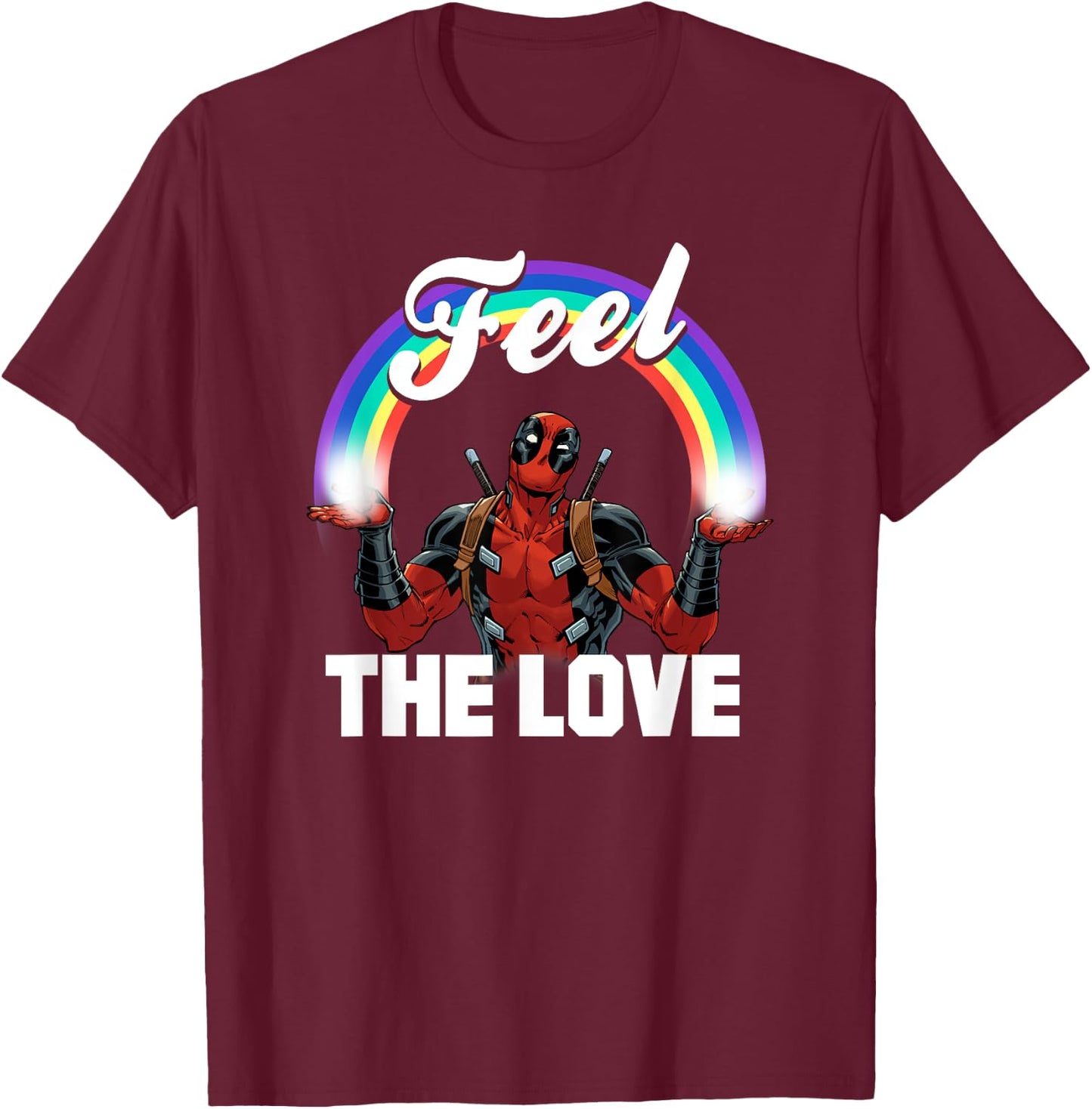 Marvel Deadpool Feel The Love , Black T-Shirt - T-Shirt | Maroon