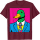 Pop Art Mallard Duck in Business Suit T-Shirt - T-Shirt | Maroon