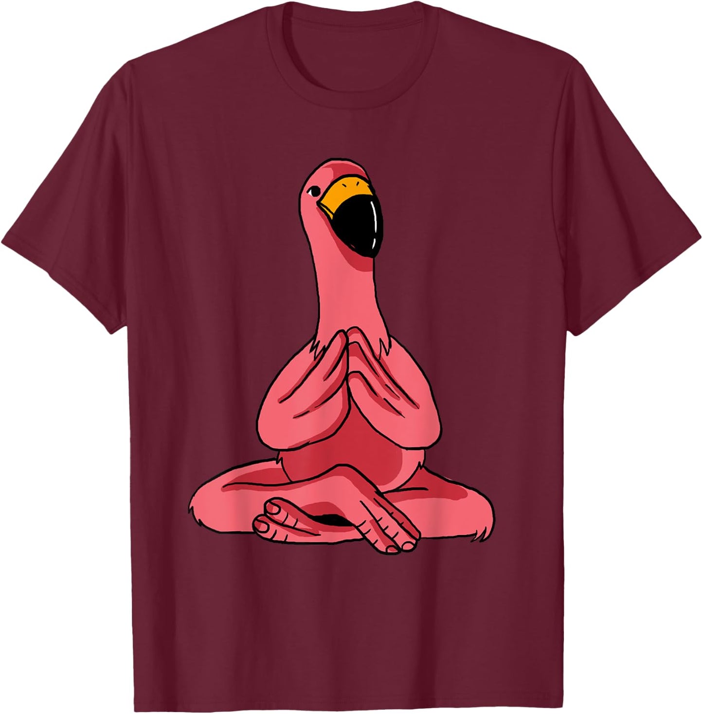 Meditating Exercise Tropical Animal Gift Men Women Cute Yoga Flamingos Funny Pink Water Bird Meditation Lovers -Adults, -Kids T-Shirt - T-Shirt | Maroon