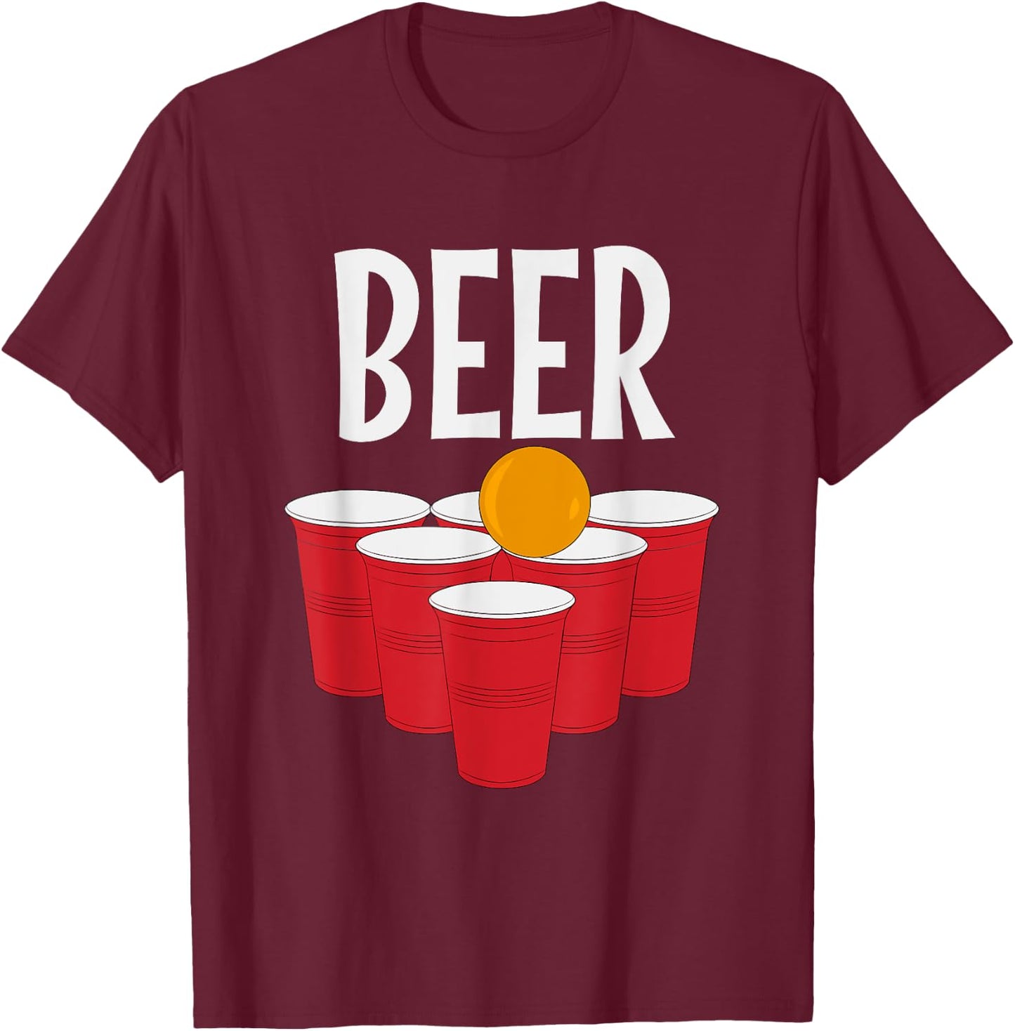 Funny Beer Pong drinking Halloween Carnival Partner Costume T-Shirt - T-Shirt | Maroon