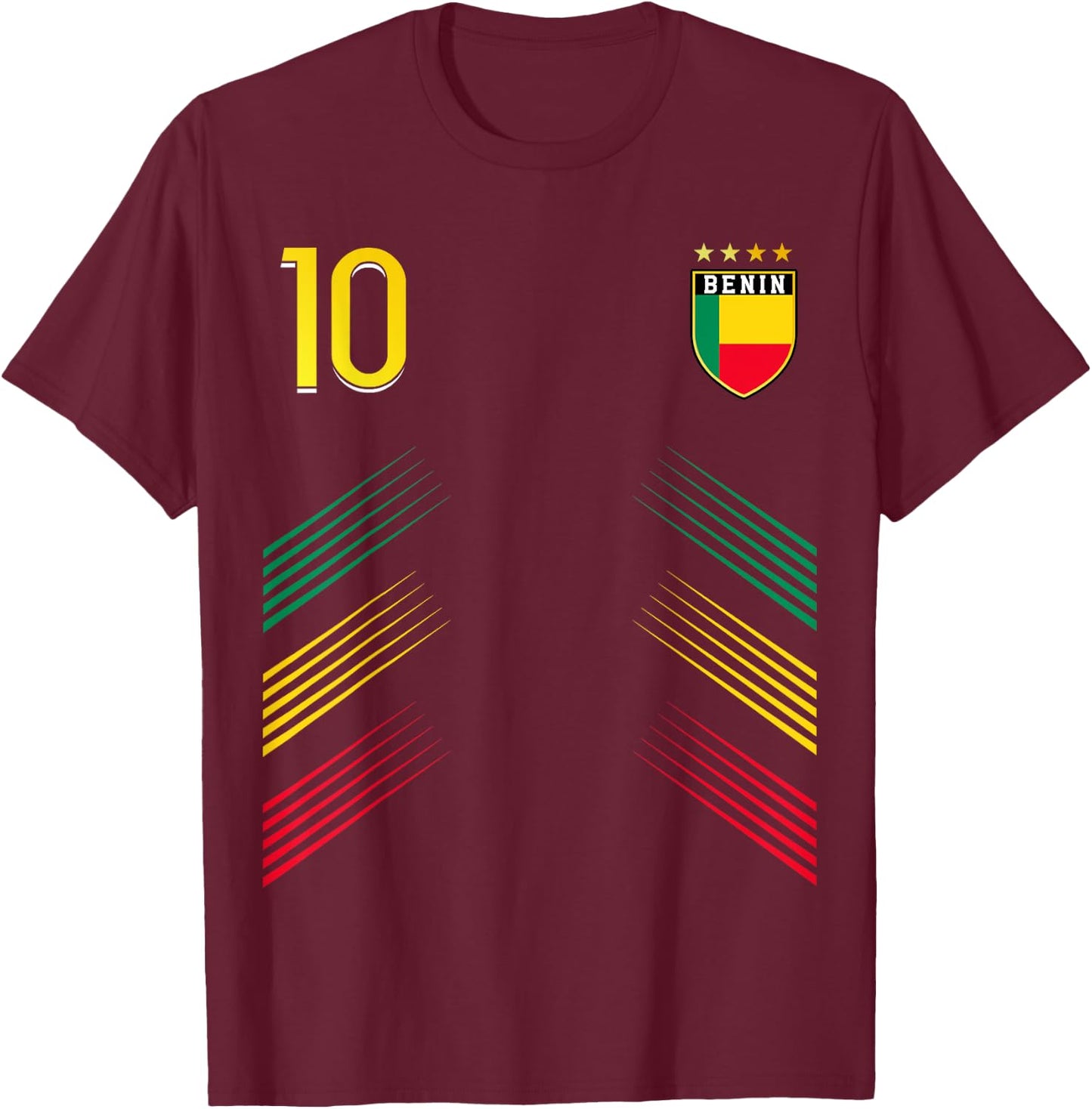Benin Flag Lovers of Pride Benino , Black, S T-Shirt - T-Shirt | Maroon