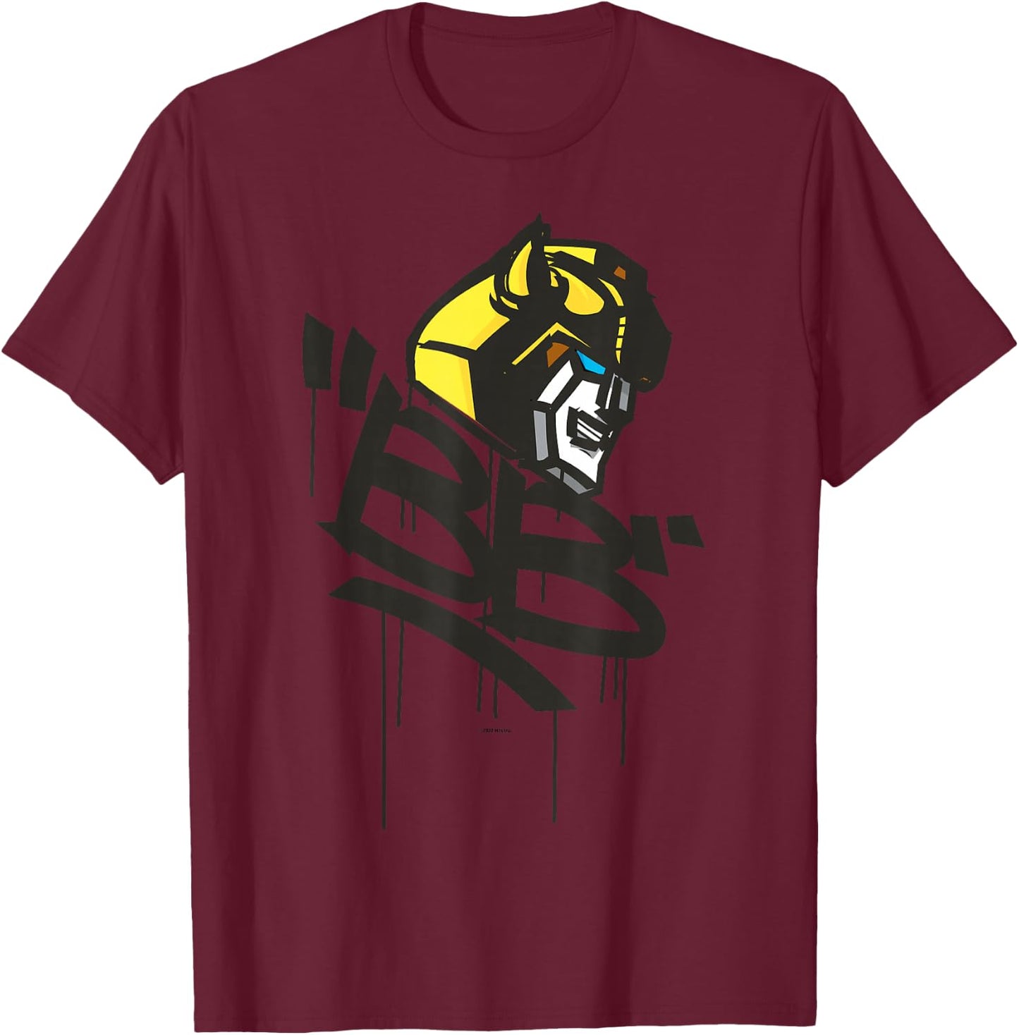 Transformers Classic BB Bumblebee Graffiti Face Portrait T-Shirt - T-Shirt | Maroon