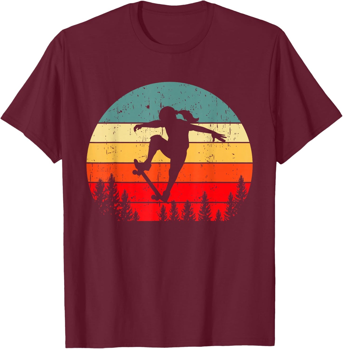 Skater Girl Skateboarder Girl Skateboarding Gift T-Shirt - T-Shirt | Maroon