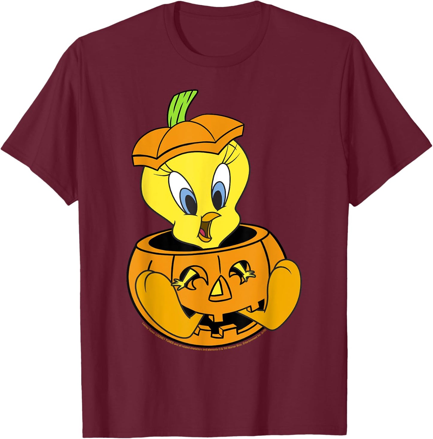 Looney Tunes Halloween Tweety Bird Pumpkin T-Shirt - T-Shirt | Maroon