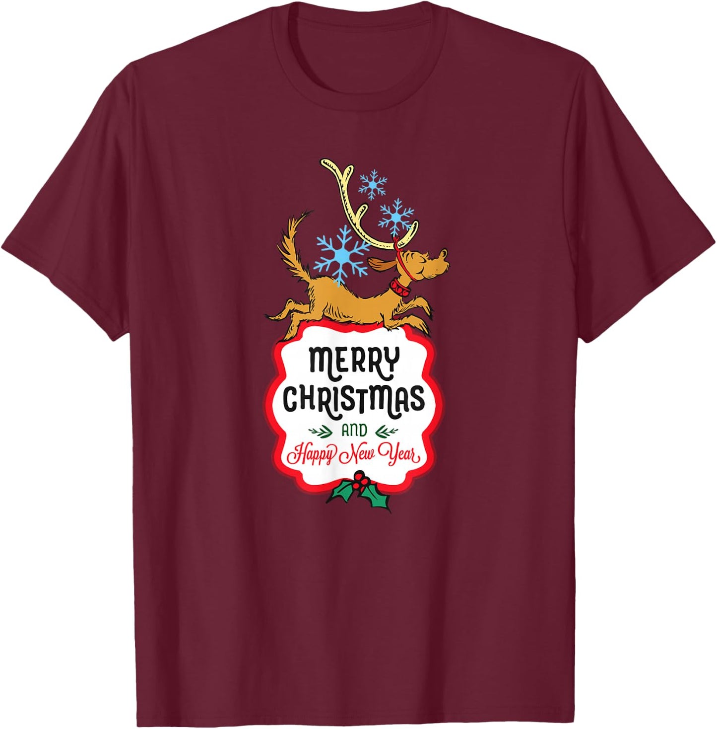 Dr. Seuss Happy New Year Max T-Shirt - T-Shirt | Maroon