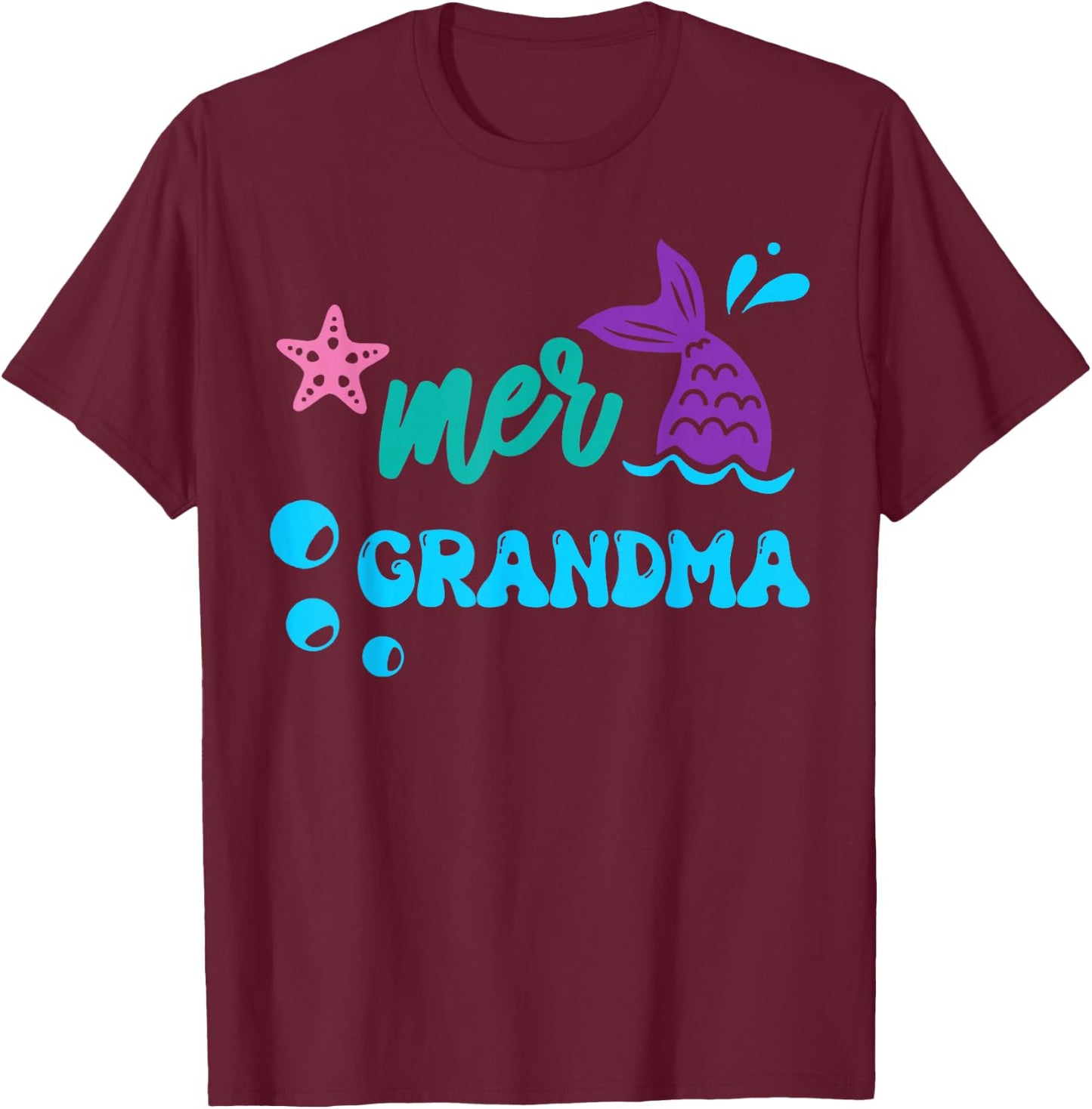 Mer Grandma Mermaid Shirt Matching Family Gifts T-Shirt - T-Shirt | Maroon
