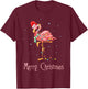 Merry Christmas Pink Flamingo Cute Xmas Costume T-Shirt - T-Shirt | Maroon