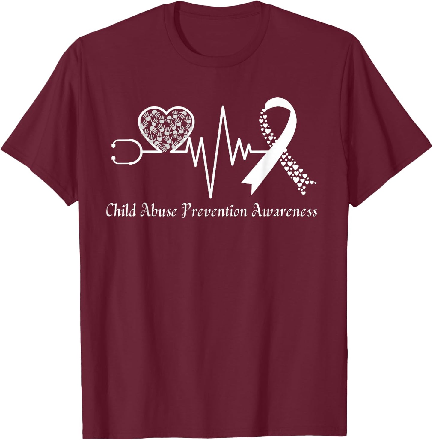 Child Abuse Prevention Awareness Month In April We Wear Blue T-Shirt - T-Shirt | Maroon