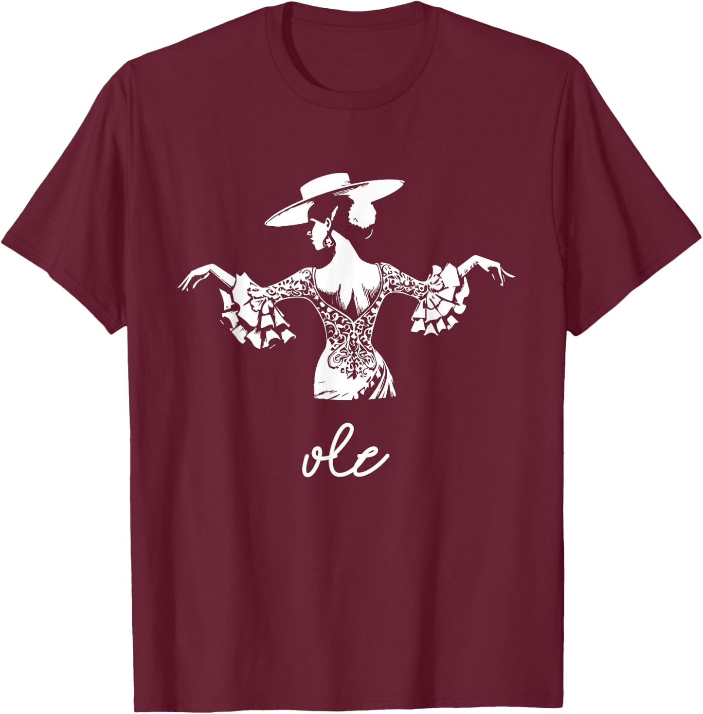 Femme flamenco espagnole , Black, S T-Shirt - T-Shirt | Maroon