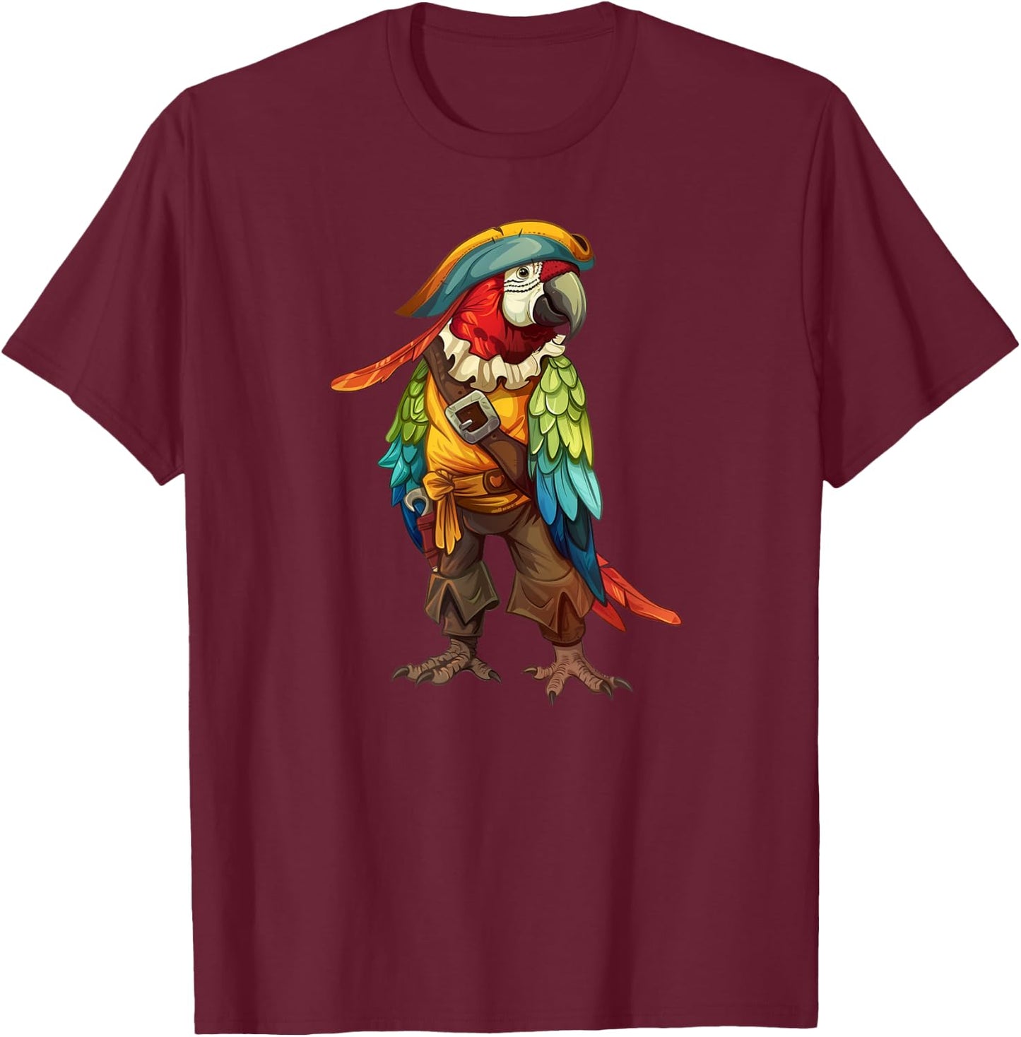 Funny Parrot Pirate Parrot - Parrot Dressed As A Pirate T-Shirt - T-Shirt | Maroon