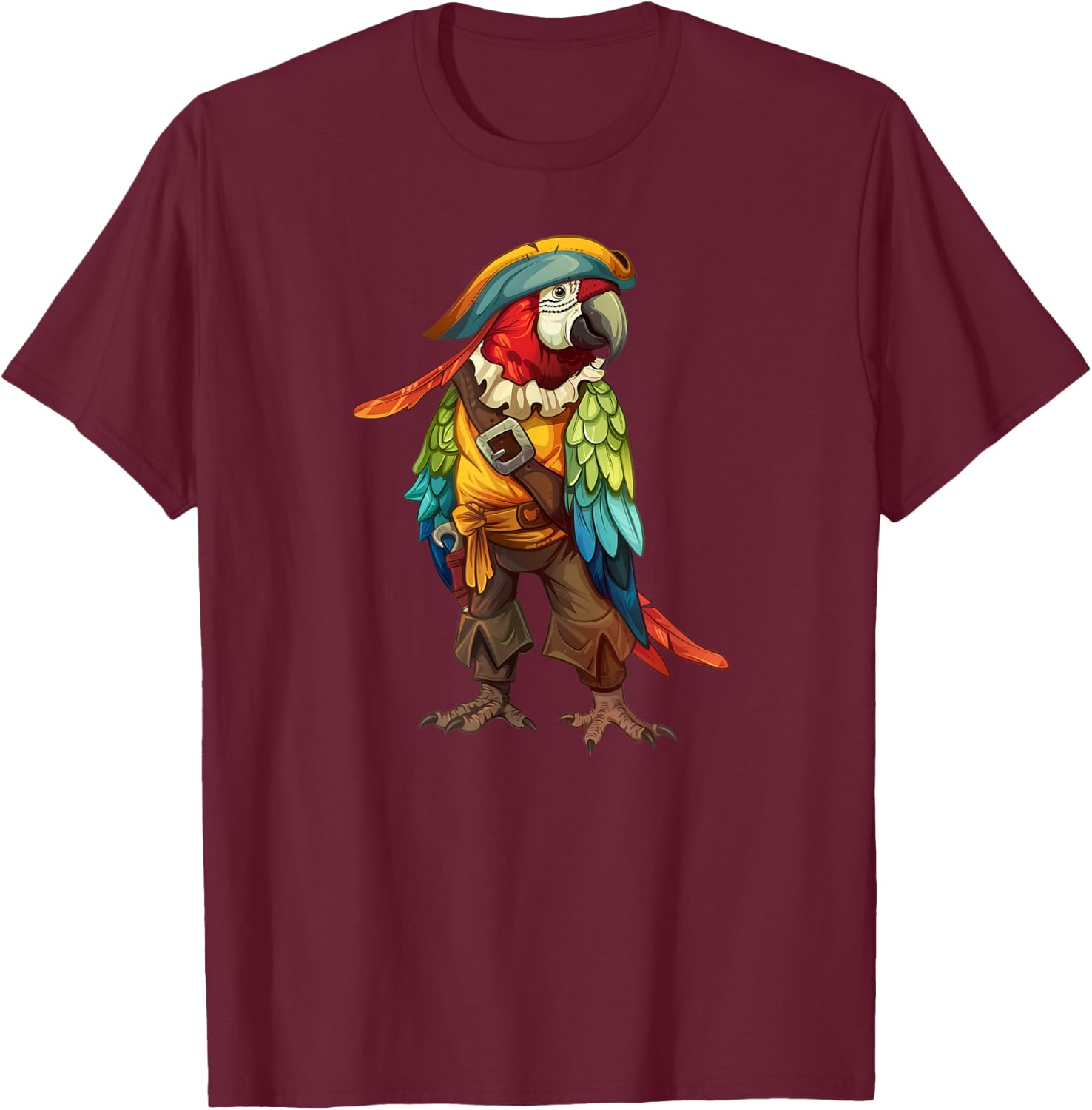 Funny Parrot Pirate Parrot - Parrot Dressed As A Pirate T-Shirt - T-Shirt | Maroon