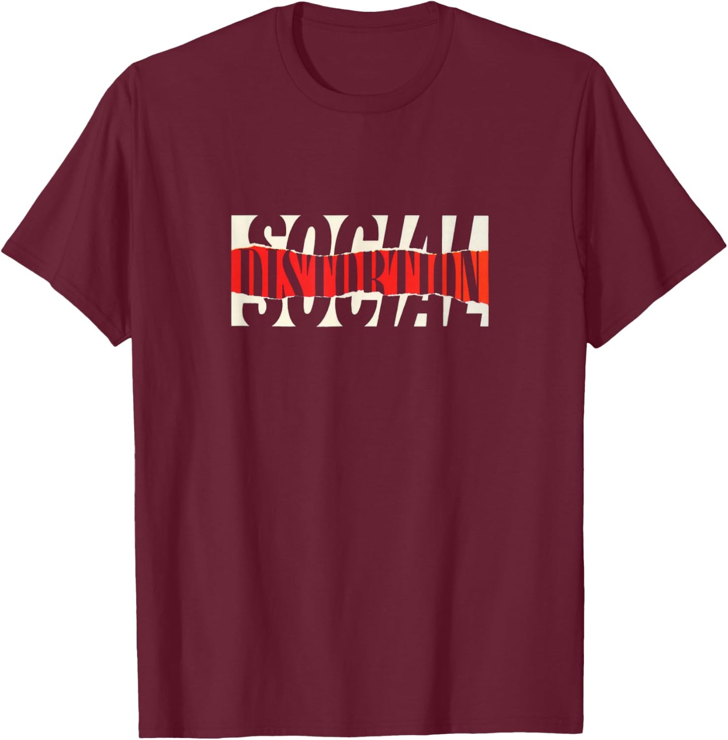 Social Distortion Offizielles Torn Logo , Erwachsene, Schwarz, S, Kurzarm T-Shirt - T-Shirt | Maroon
