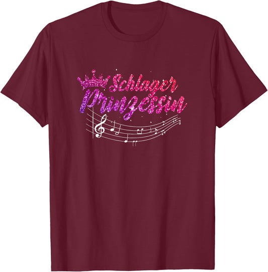 Women's Schlager Party Princess , black, s T-Shirt - T-Shirt | Maroon