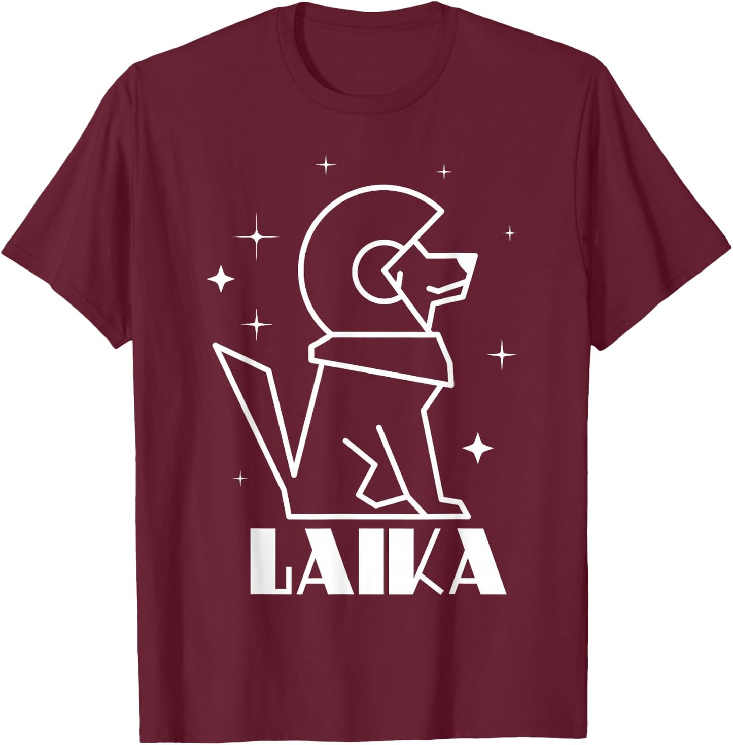 Laika Dog Sputnik Space Dog Space Travel USSR T-Shirt - T-Shirt | Maroon