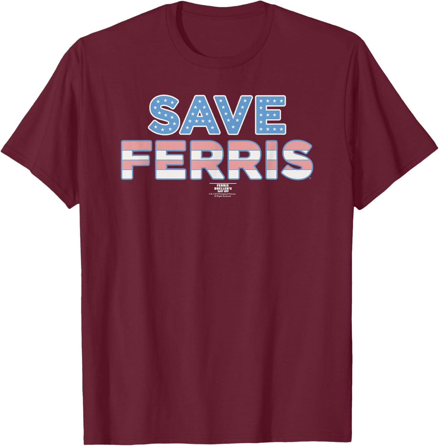 Ferris Bueller's Day Off Save Ferris American Flag Movie T-Shirt - T-Shirt | Maroon