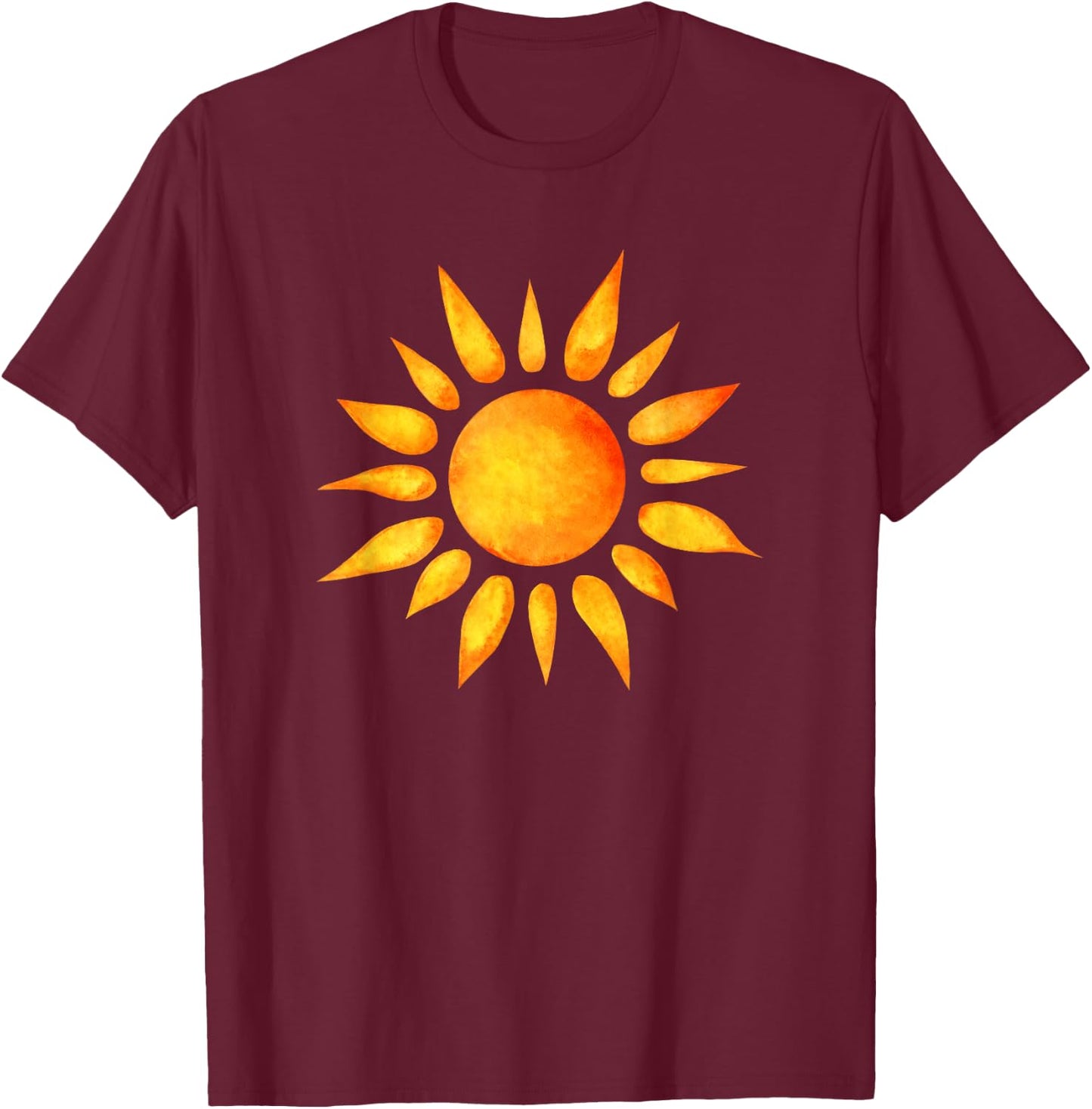 with Sun Rays Painted The Sun, black T-Shirt - T-Shirt | Maroon