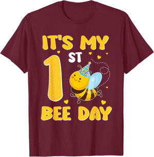 It's My 1 Year Old Birthday Bee Day 1st Party T-Shirt - T-Shirt | Maroon