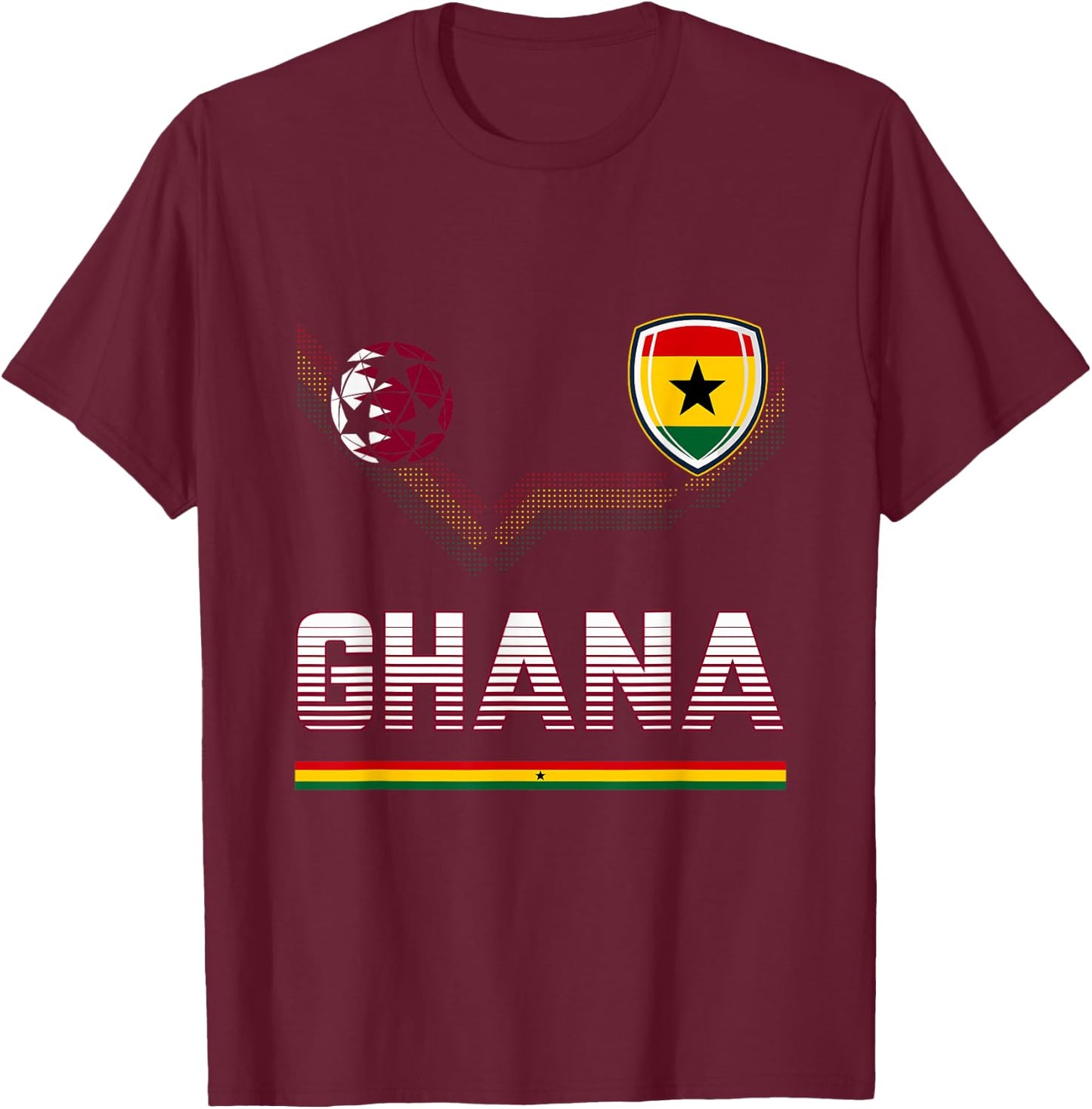 Ghana Fußball-Fan-Trikot Ghanaian Flagge Fußballliebhaber T-Shirt - T-Shirt | Maroon