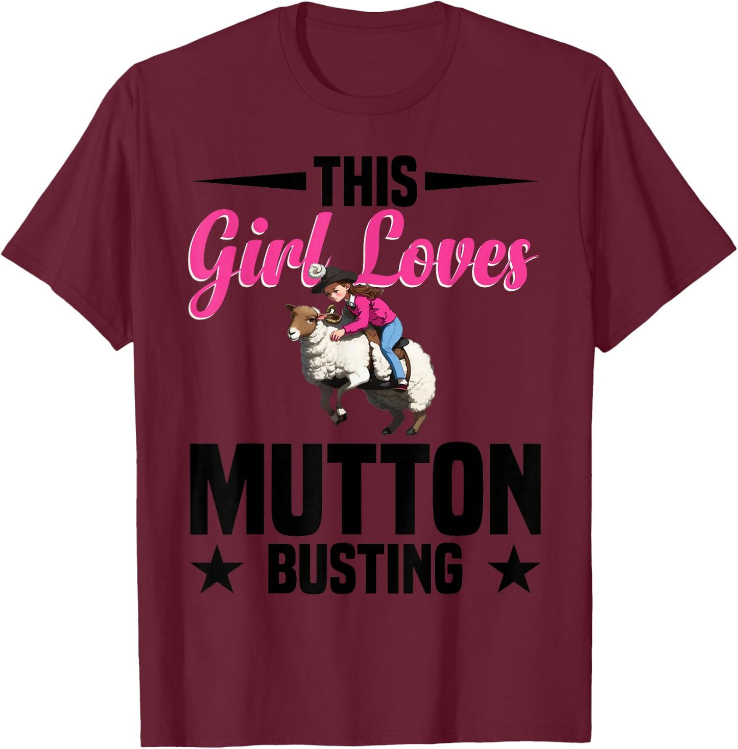 Mutton Busting Vest Rodeo for Girls Mutton Buster T-Shirt - T-Shirt | Maroon
