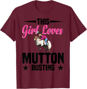 Mutton Busting Vest Rodeo for Girls Mutton Buster T-Shirt - T-Shirt | Maroon