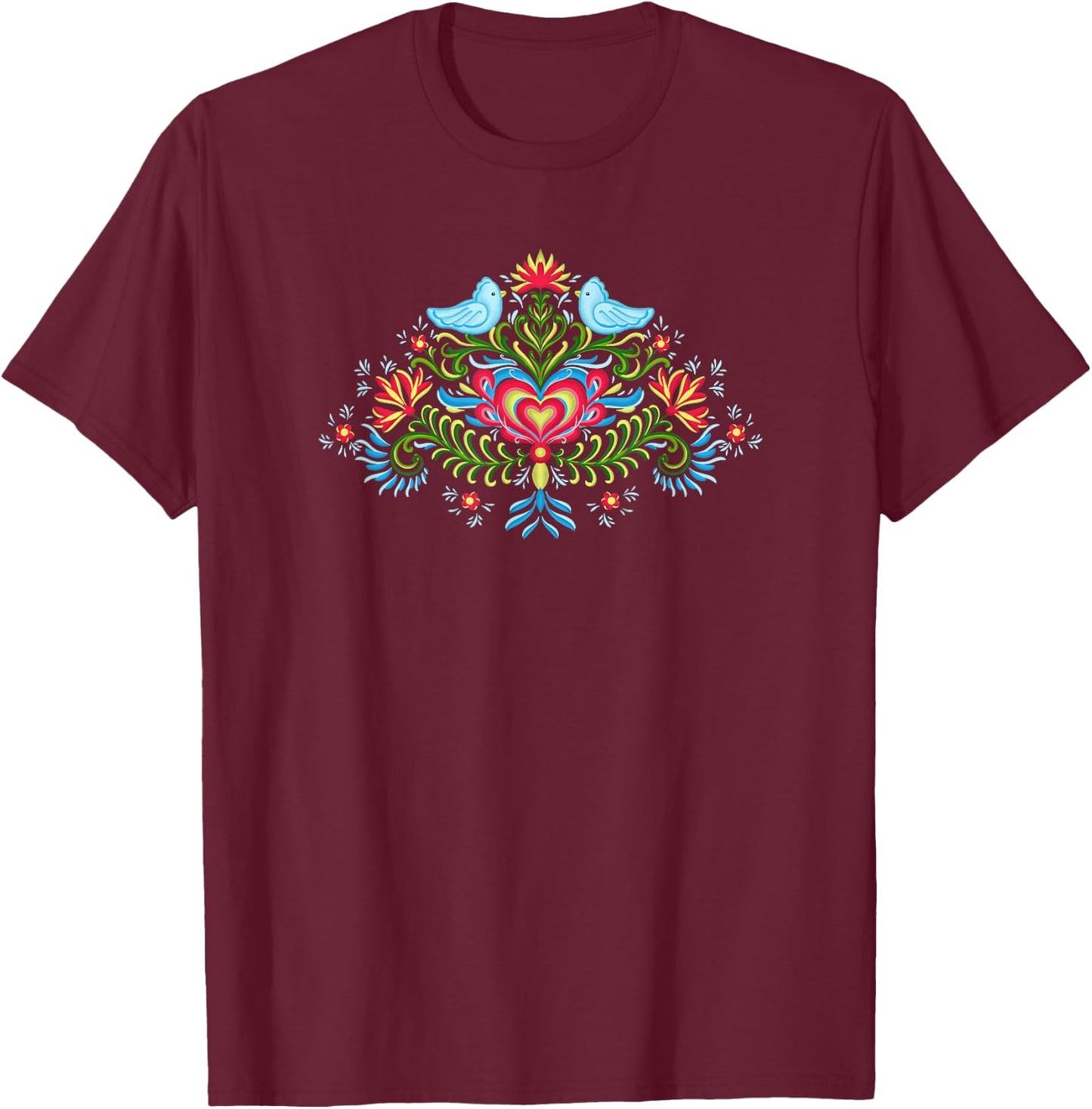 Scandinavian Norwegian Rosemaling Norway Women T-Shirt - T-Shirt | Maroon