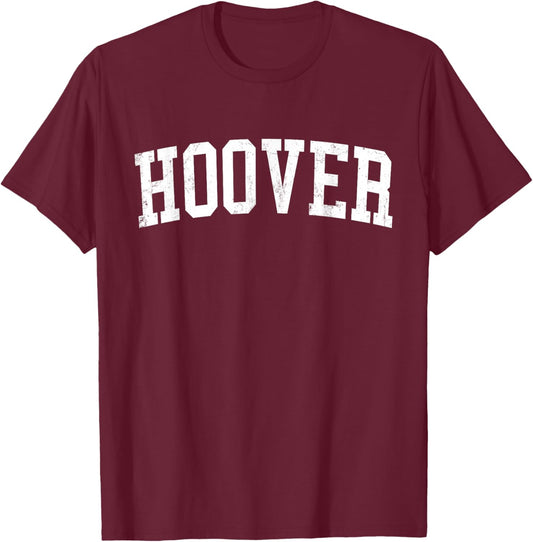 Vintage Hoover AL Distressed White Varsity Style T-Shirt - T-Shirt | Maroon