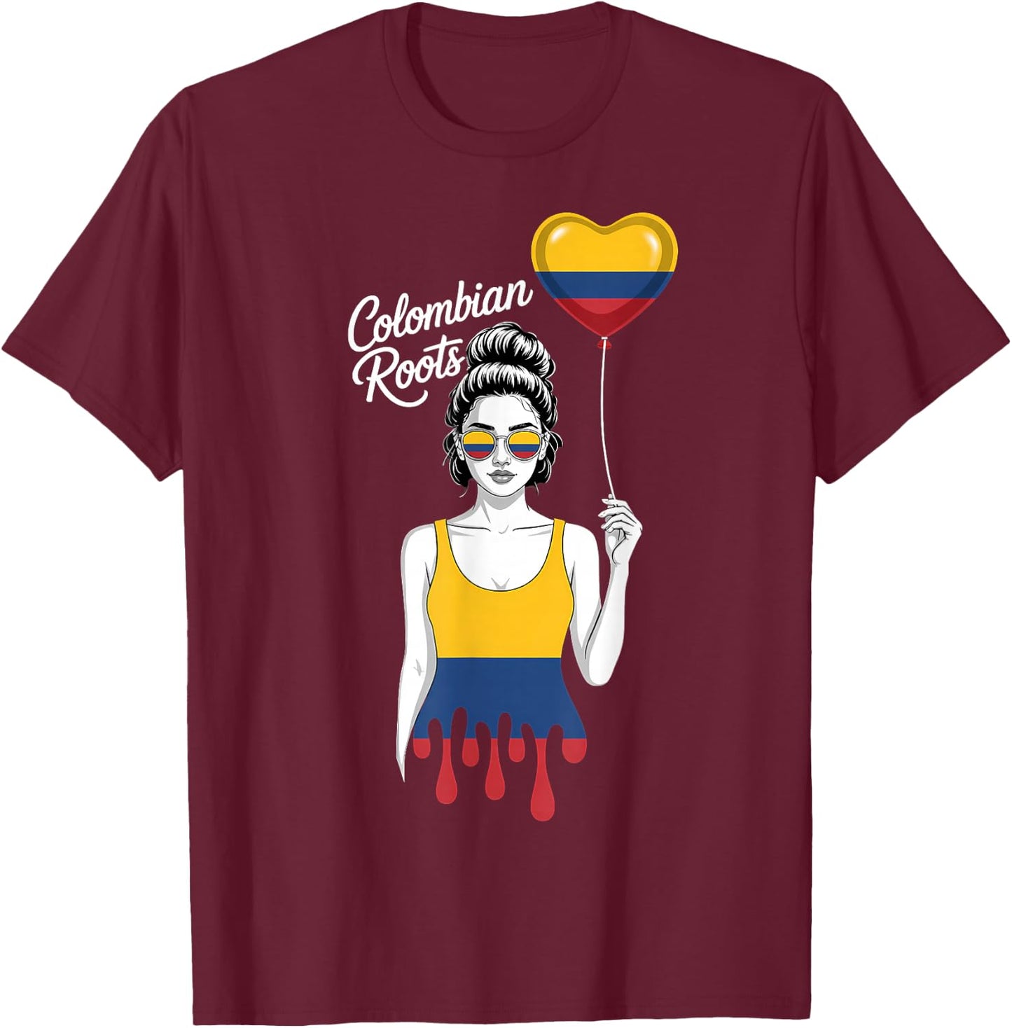 Colombia Flag Colombian Flag Colombian Roots Colombian Pride T-Shirt - T-Shirt | Maroon