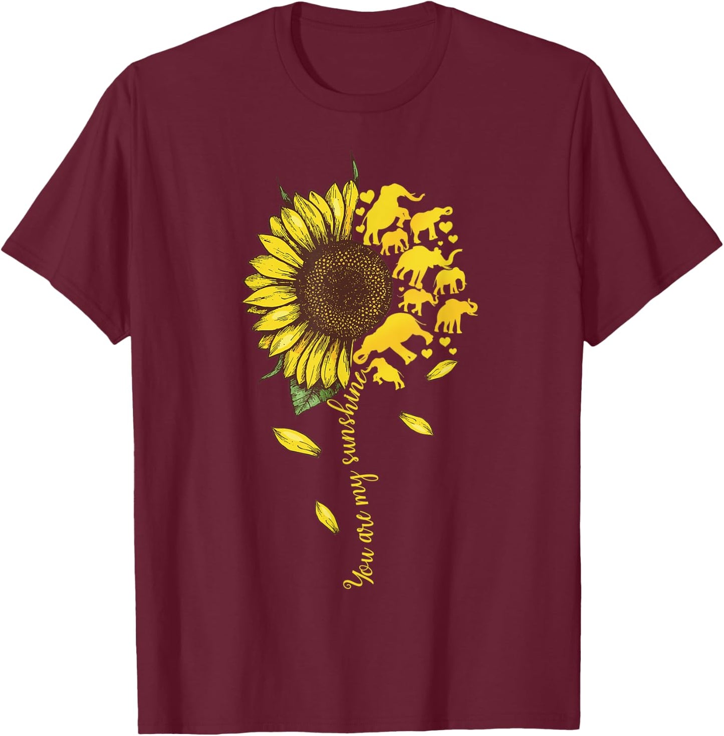 My Sunshine Elephant Sunflower Funny Gifts Men Women Girls T-Shirt - T-Shirt | Maroon