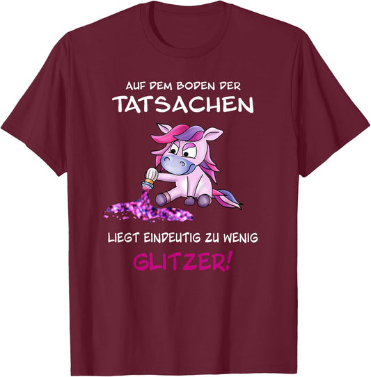 Cute unicorn sprinkles glitter with funny saying , black, s T-Shirt - T-Shirt | Maroon