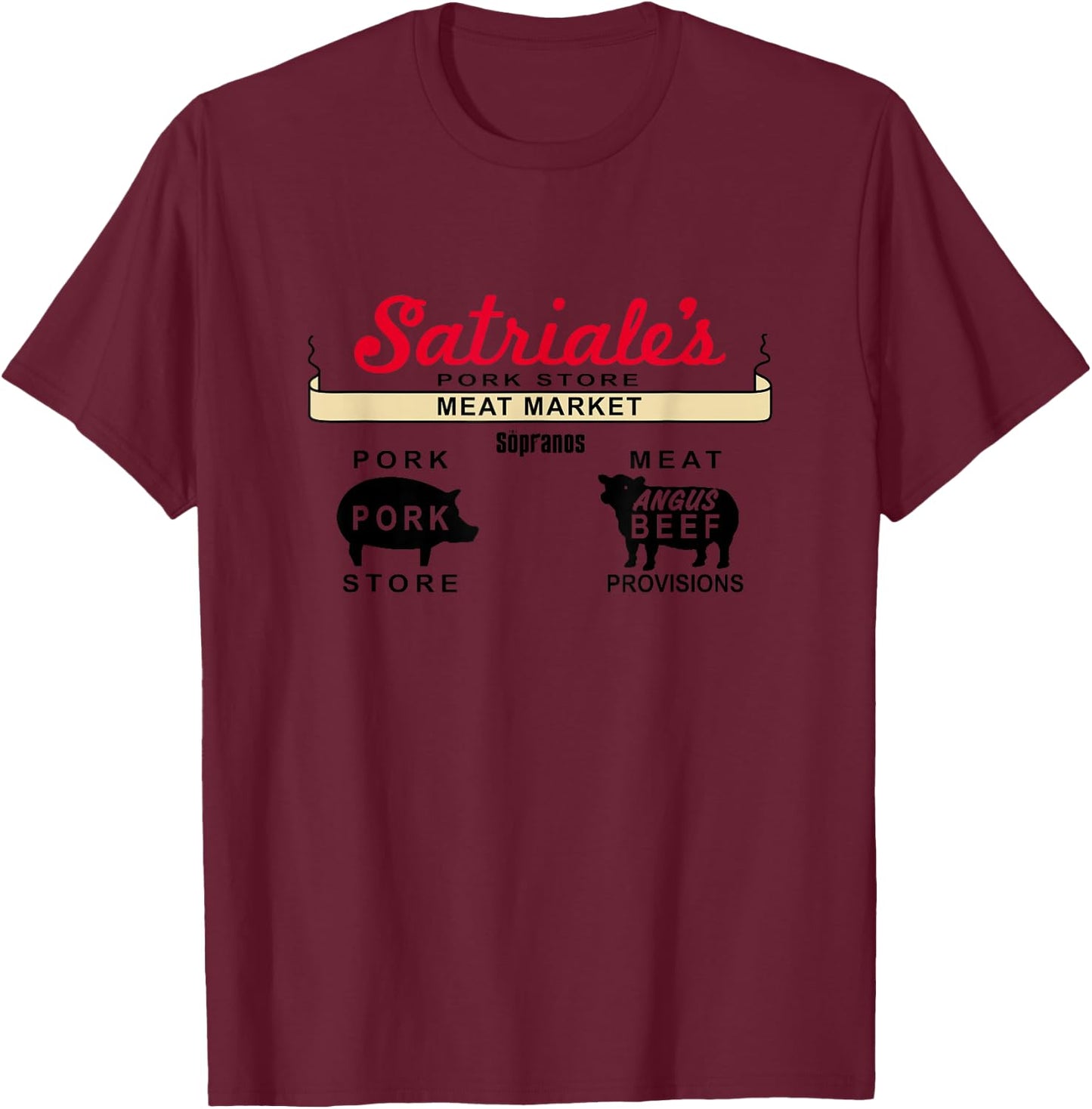 The Sopranos Satriale's Classic Meat Market Graphic Apparel T-Shirt - T-Shirt | Maroon