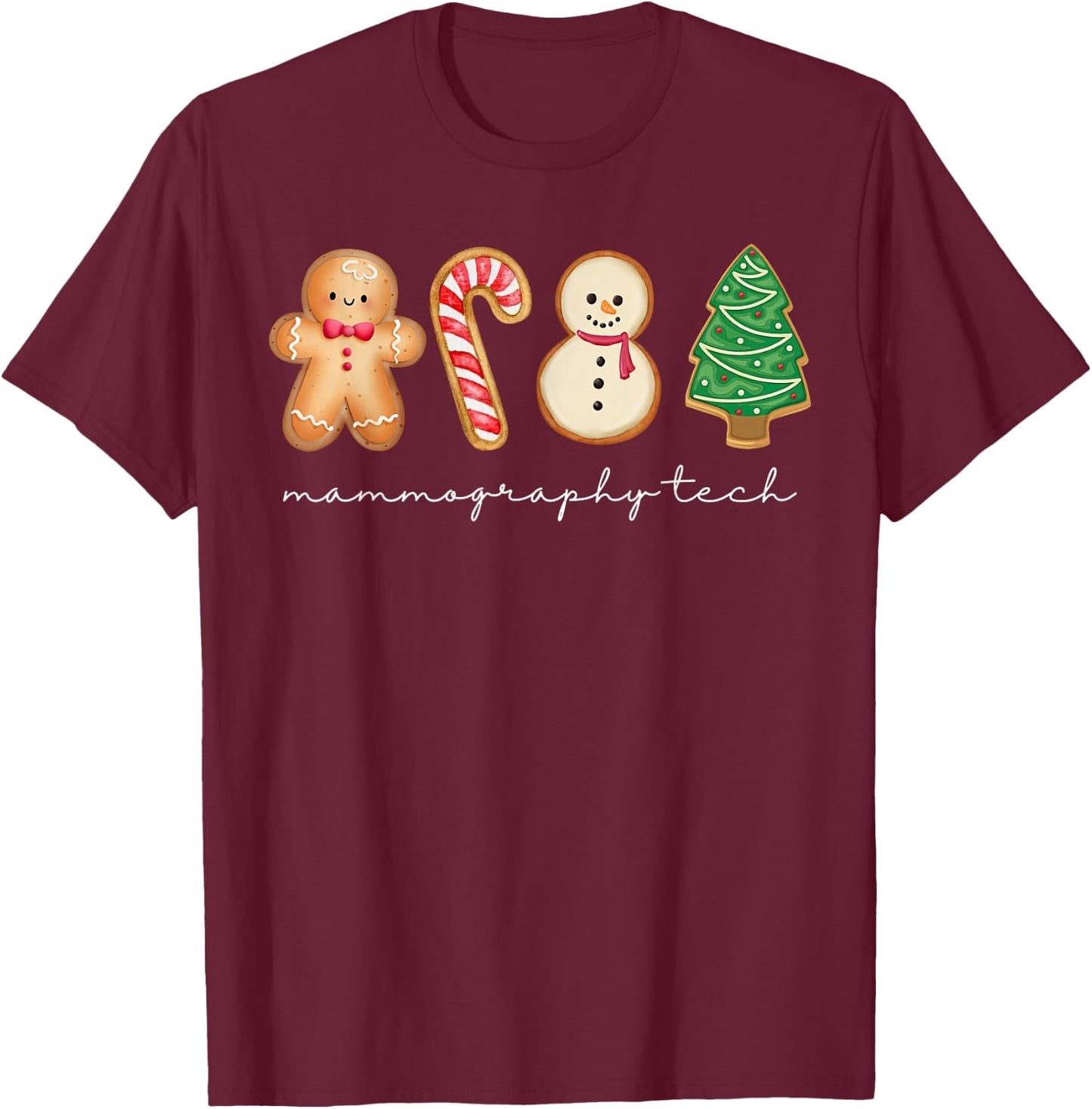 Mammography Tech Mammo Technologist Mammogram Christmas T-Shirt - T-Shirt | Maroon