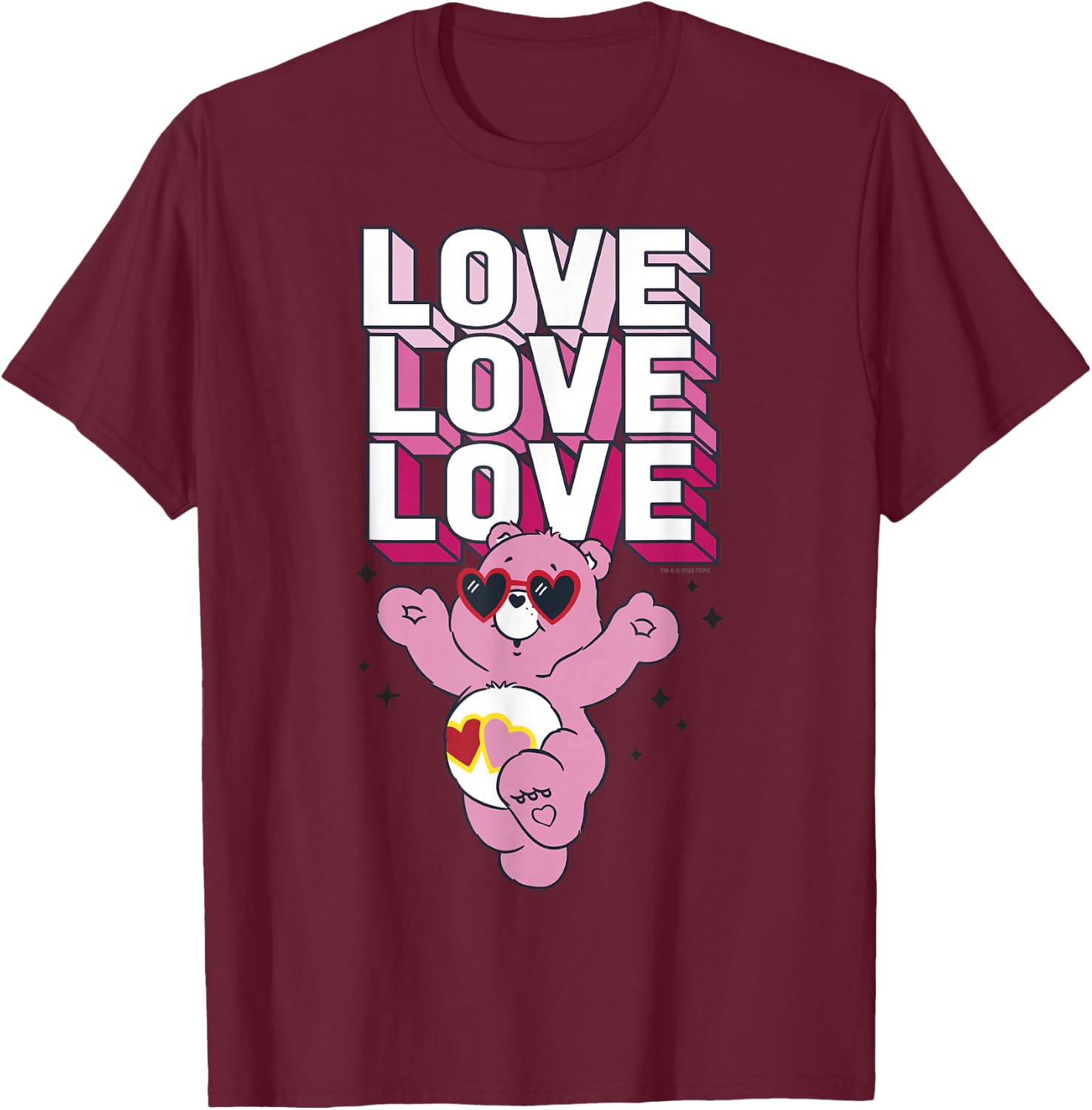 Care Bears Valentine's Day Love-A-Lot Bear Pop Love Stack , grey, S T-Shirt - T-Shirt | Maroon