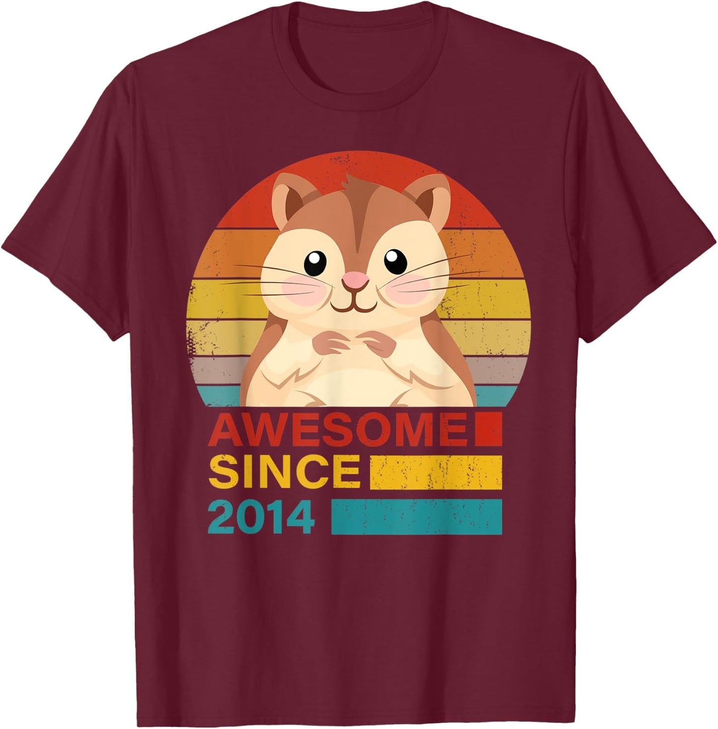 Hamster 2014 Birthday Funny Vintage Hamster Retro Sunset Dad T-Shirt - T-Shirt | Maroon