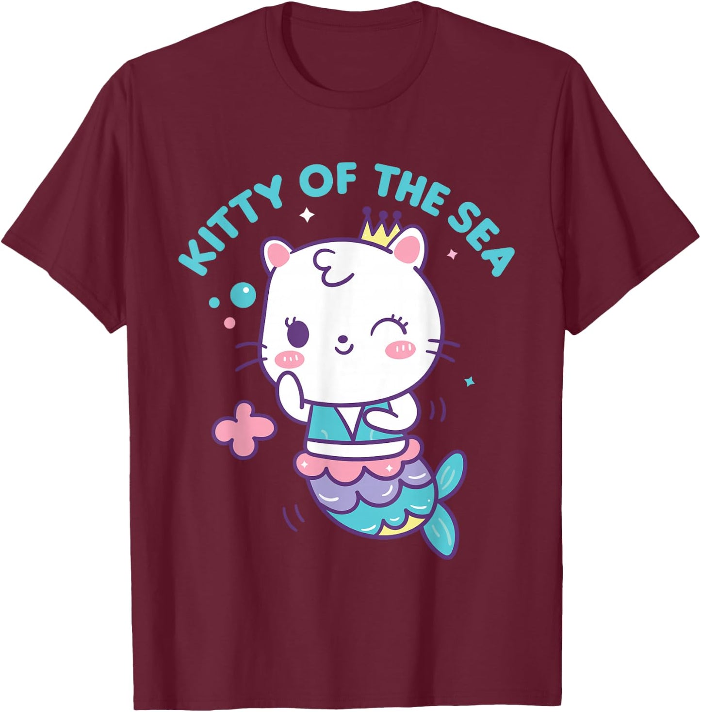Mercat Kitty Of The Sea Mermaid Cat T-Shirt - T-Shirt | Maroon