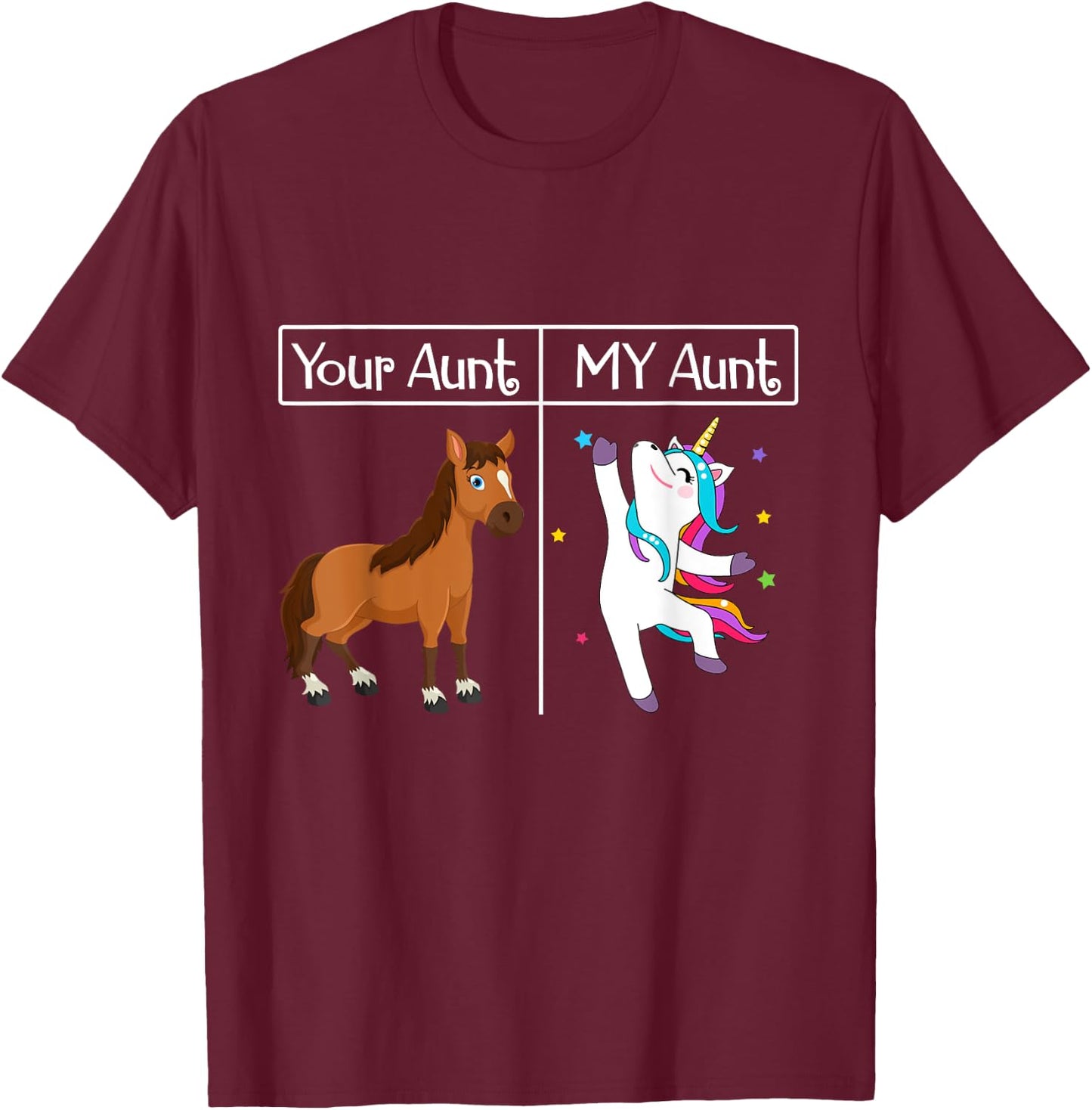 My Aunt Unicorn Funny & Cute Auntie Niece & Nephew Gift T-Shirt - T-Shirt | Maroon
