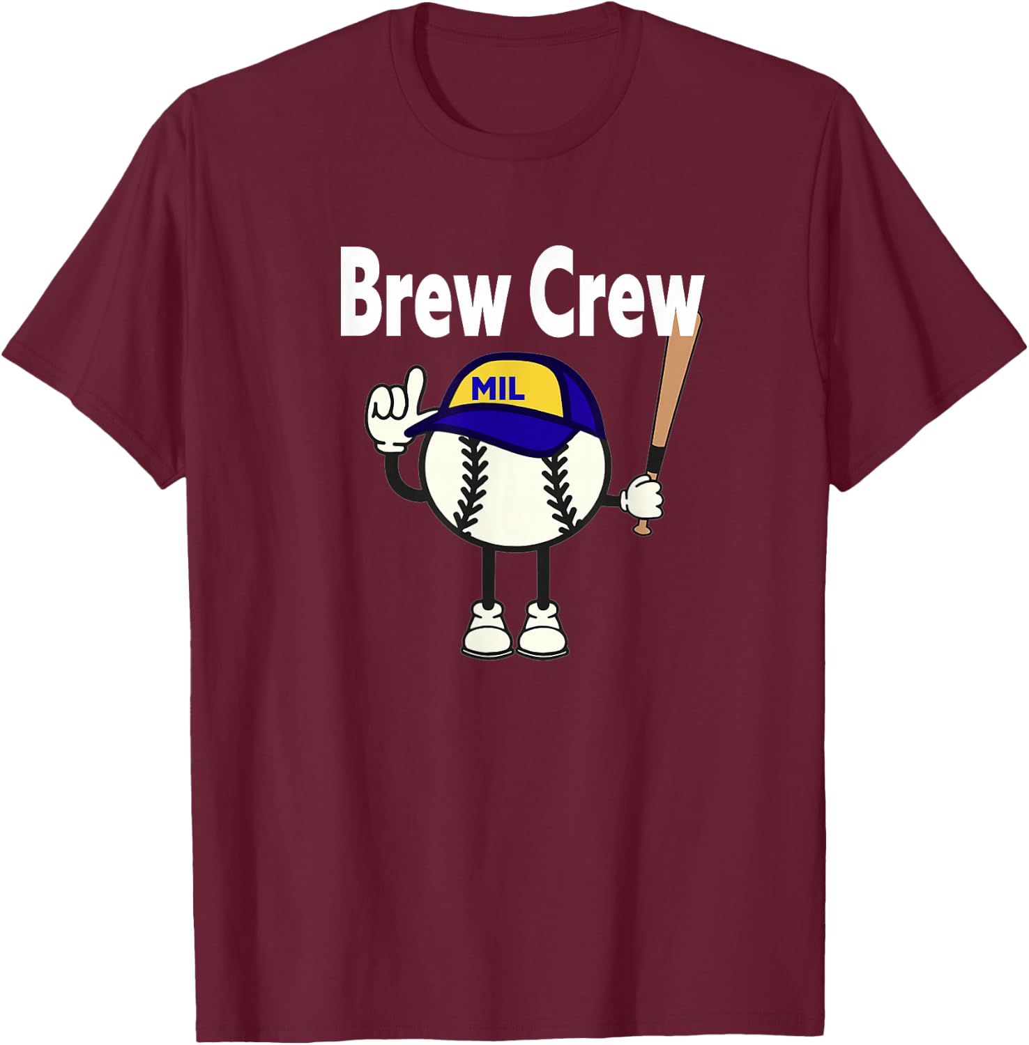 Baseball Freaks -Adults Boys Black Sausage Race T-Shirt - T-Shirt | Maroon