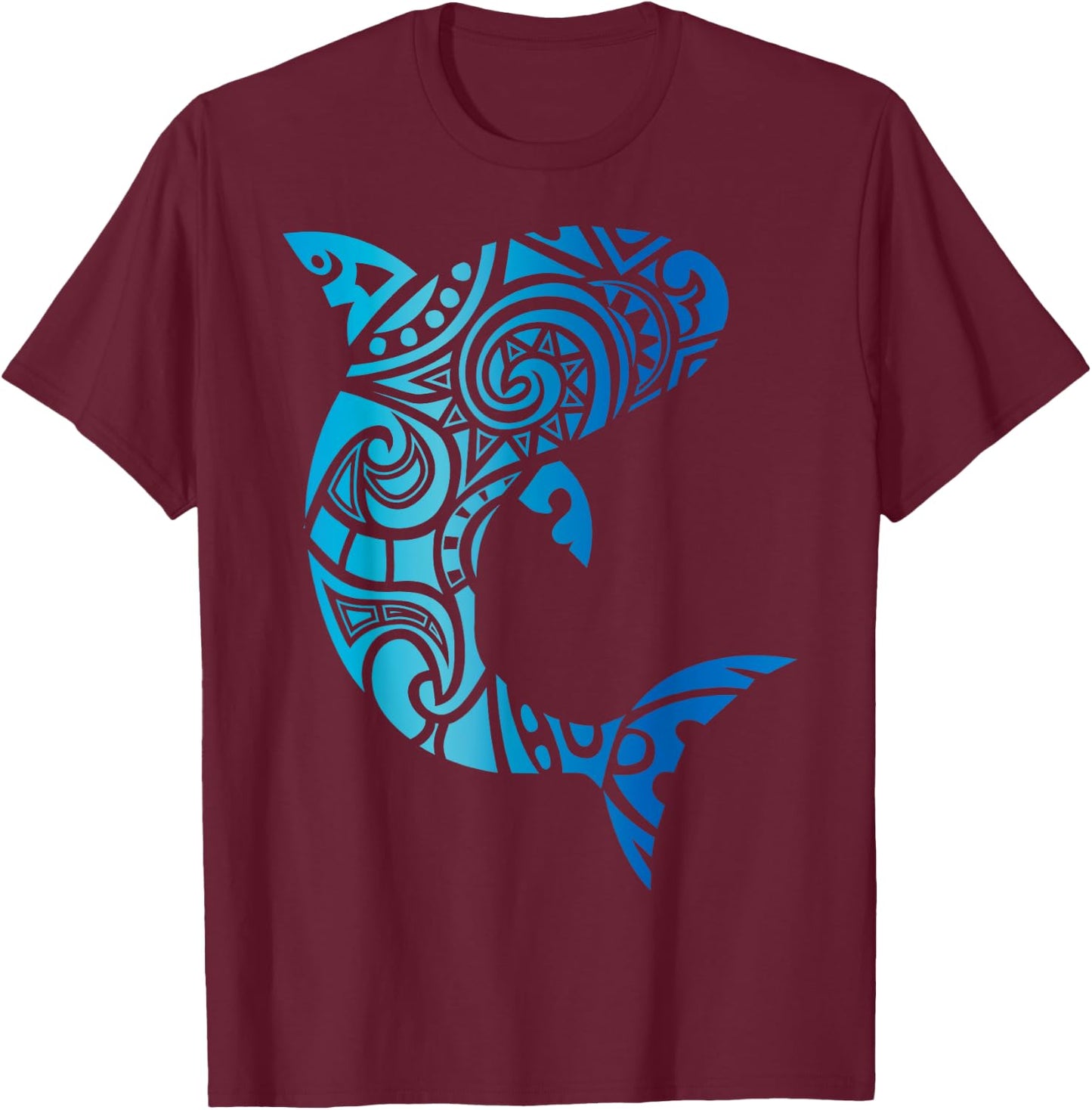 Tribal Style Hawaii Mano Shark Lover Week Beach Gift T-Shirt - T-Shirt | Maroon
