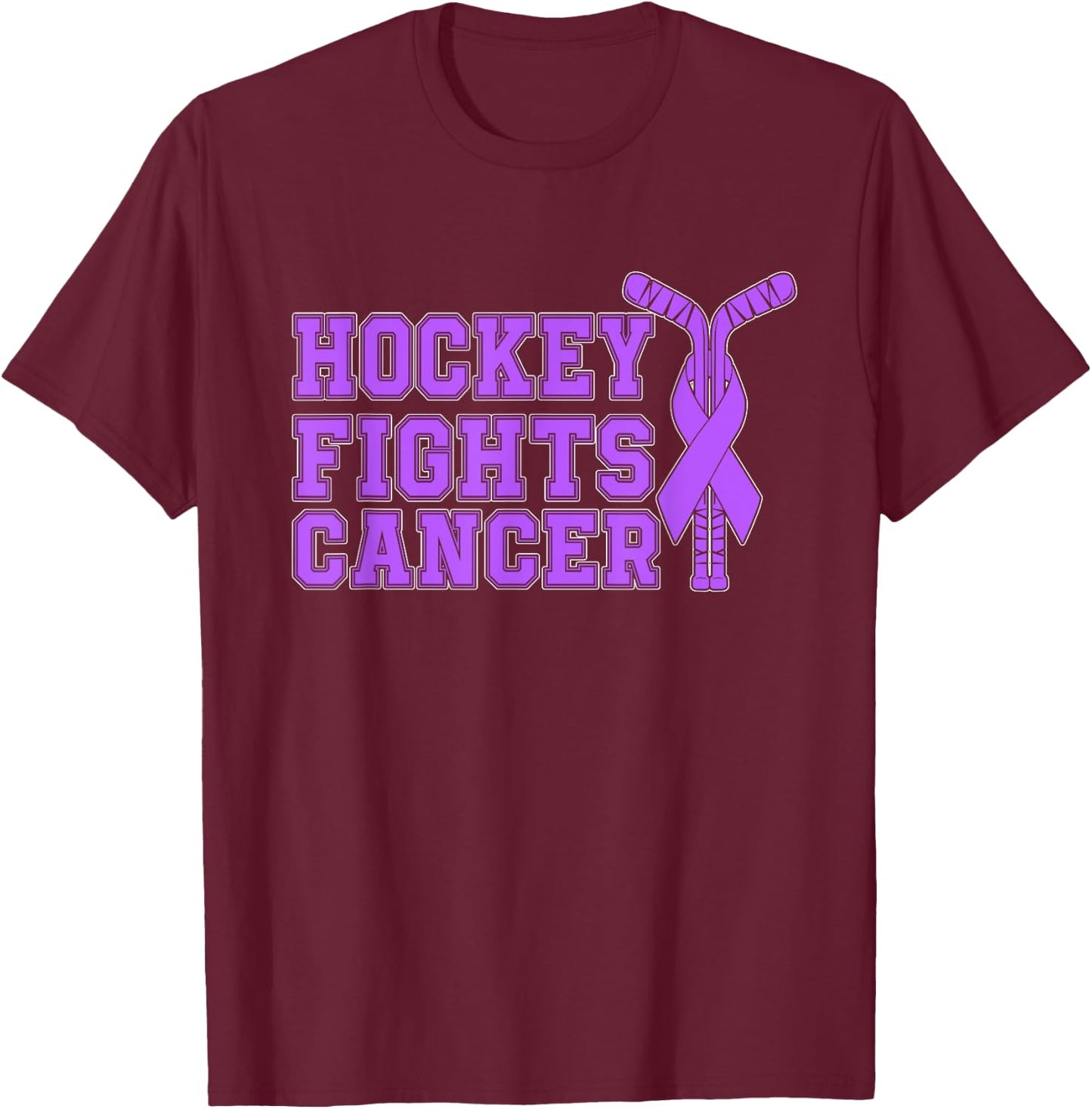 Hockey Fights Cancer Awareness T-Shirt - T-Shirt | Maroon