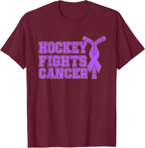 Hockey Fights Cancer Awareness T-Shirt - T-Shirt | Maroon