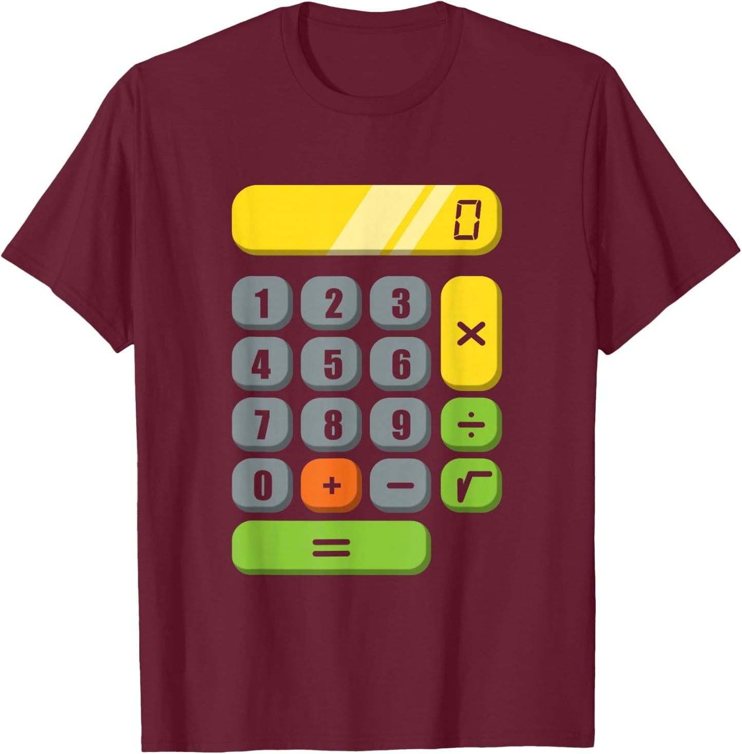 Calculator Costume Halloween Simple Cosplay Math Geek , black T-Shirt - T-Shirt | Maroon