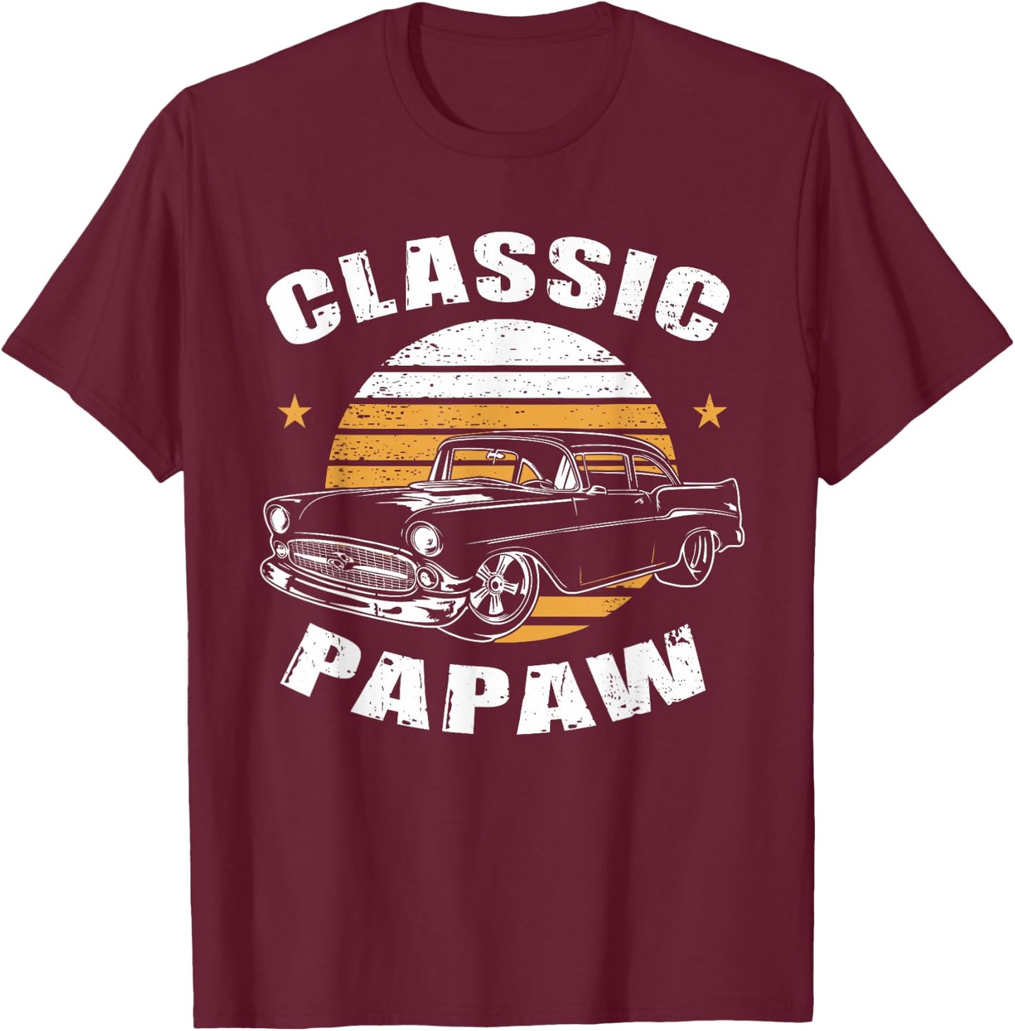 Papaw Vintage Retro Classic Funny Car Lover Enthusiast T-Shirt - T-Shirt | Maroon