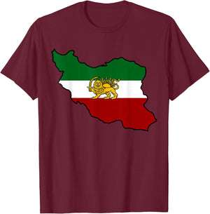 Iran Flag with a Lion , black T-Shirt - T-Shirt | Maroon