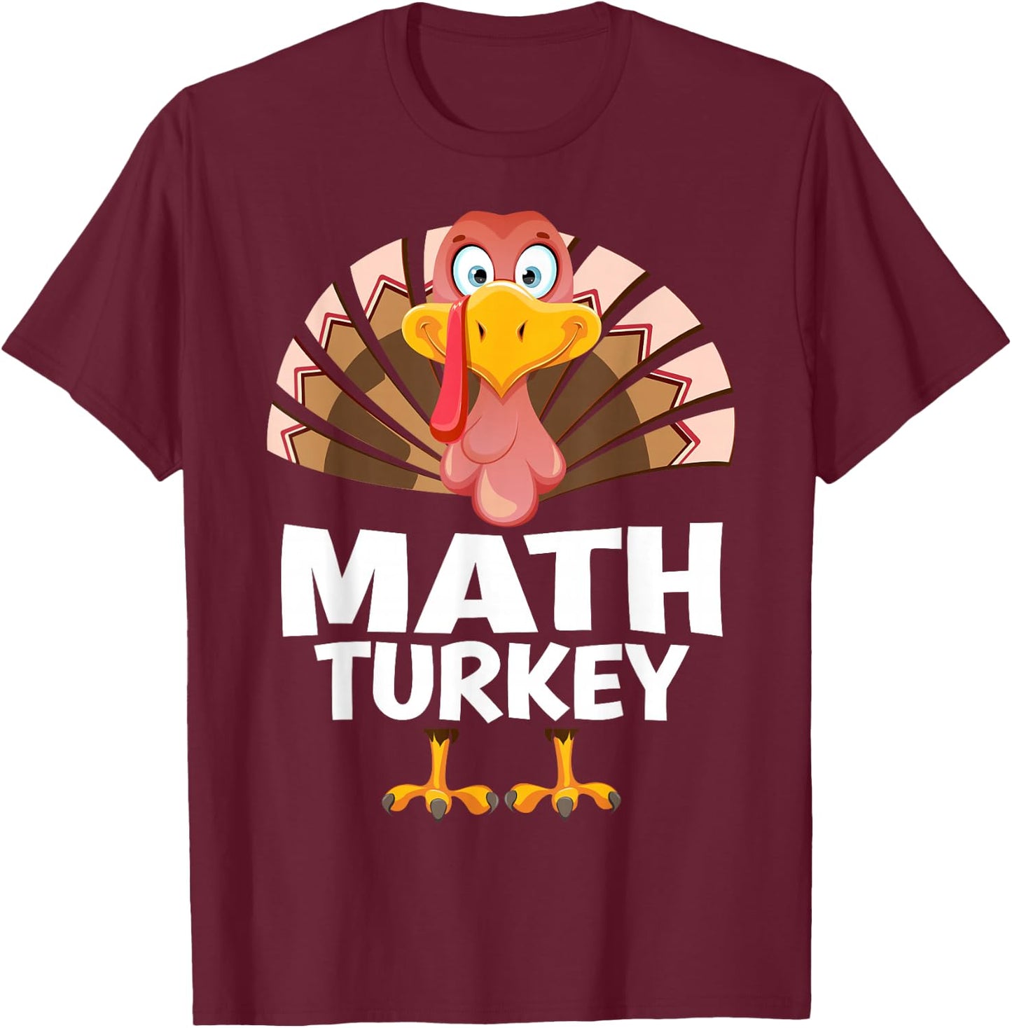Thanksgiving Math Turkey Matching Pajama T-Shirt - T-Shirt | Maroon