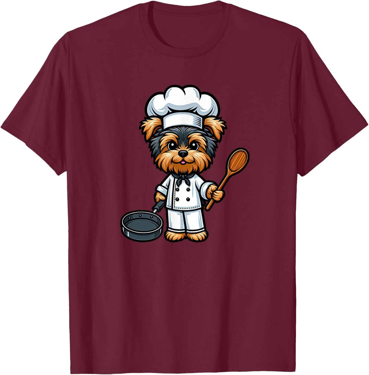 Yorkshire Terrier Chef Dog Funny Cooking T-Shirt - T-Shirt | Maroon
