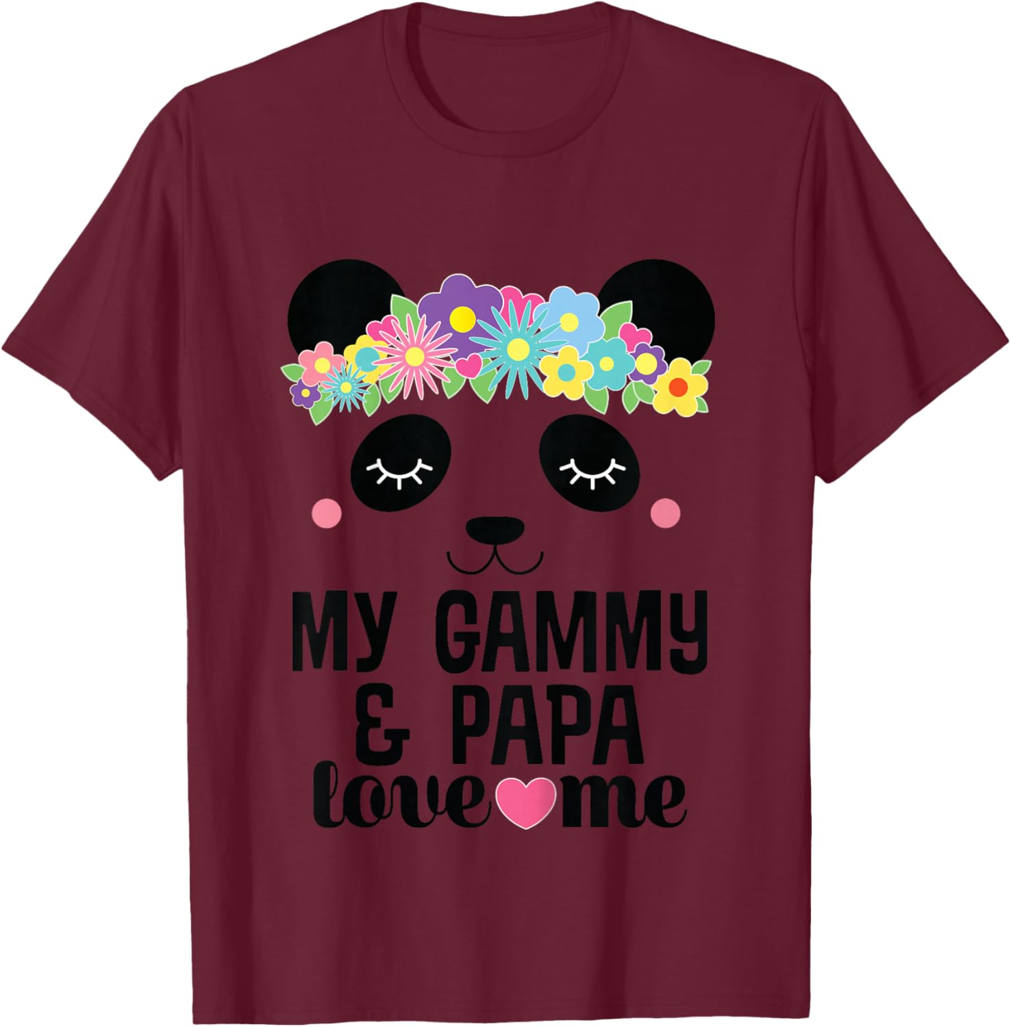 Kids My Gammy And Papa Love Me Granddaughter Panda T-Shirt - T-Shirt | Maroon