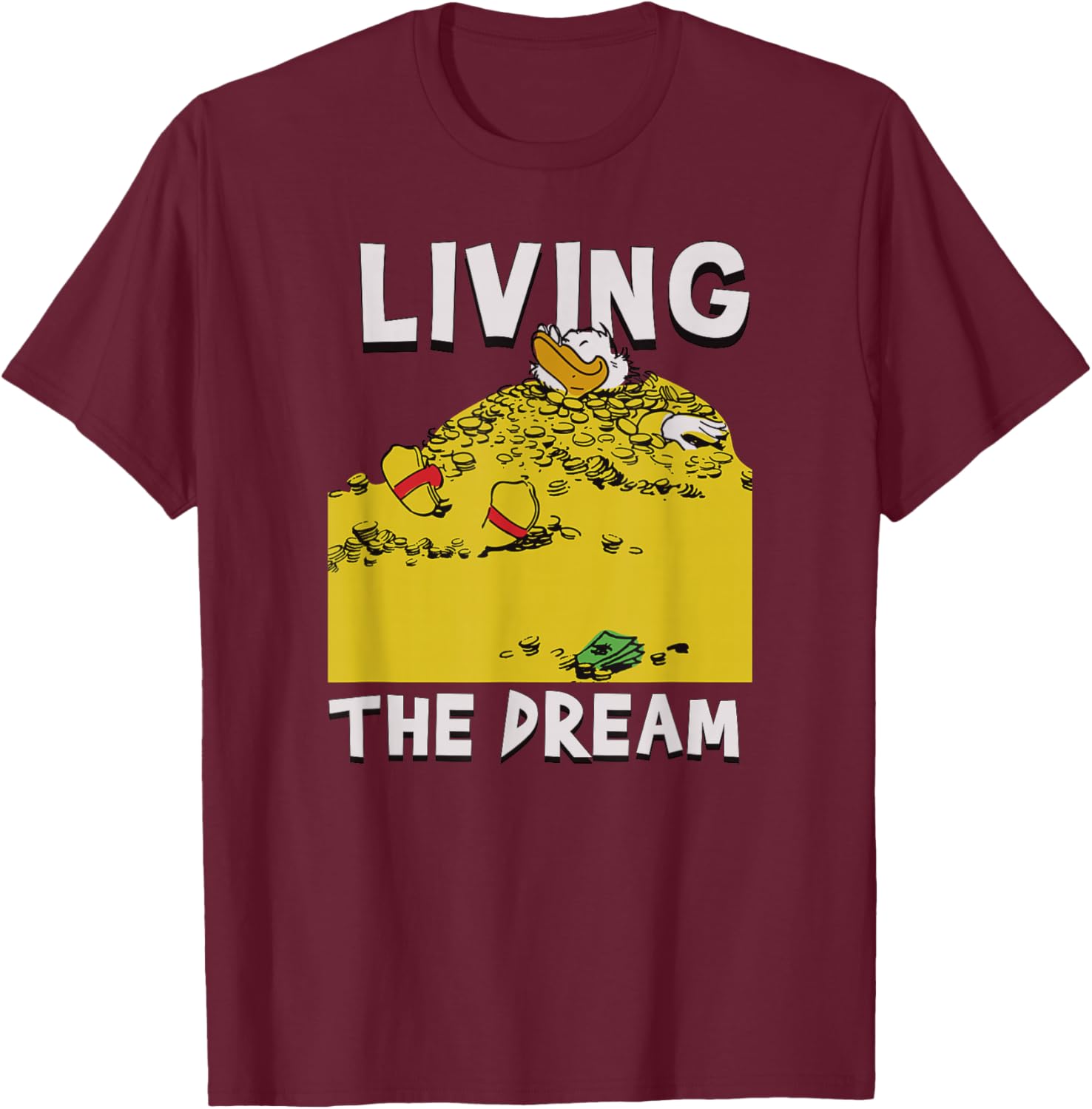 Disney - Ducktales Scrooge McDuck Living the Dream T-Shirt - T-Shirt | Maroon