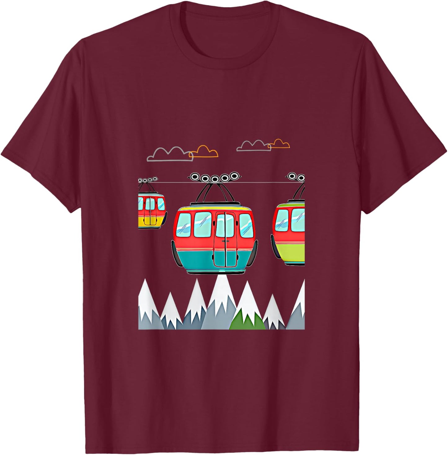 Seilbahn gondel in den Mountains , black, s T-Shirt - T-Shirt | Maroon
