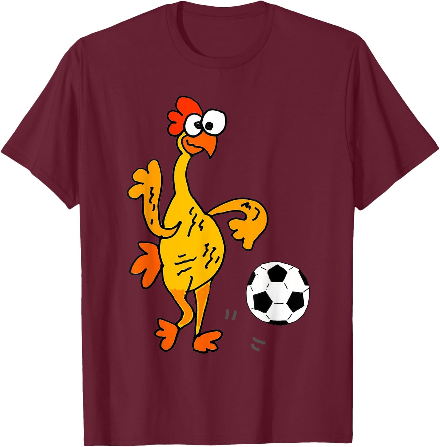 SmileteesSports Funny Rubber Chicken Playing Soccer T-Shirt - T-Shirt | Maroon