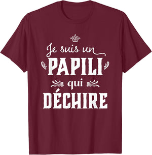 Papili qui rips Humour Grandpa Father's Day 2024 , Black, S T-Shirt - T-Shirt | Maroon