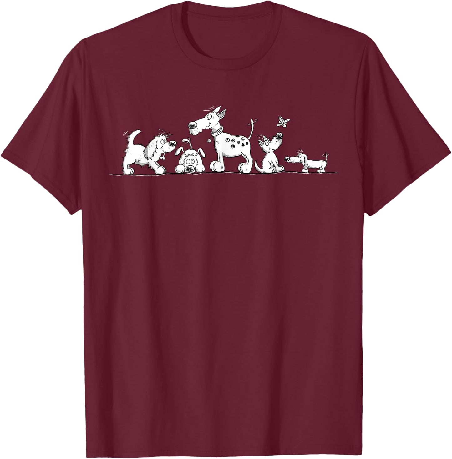 Lustiges Hunde Motiv mit Cartoon Hunden für Hundeliebhaber T-Shirt - T-Shirt | Maroon